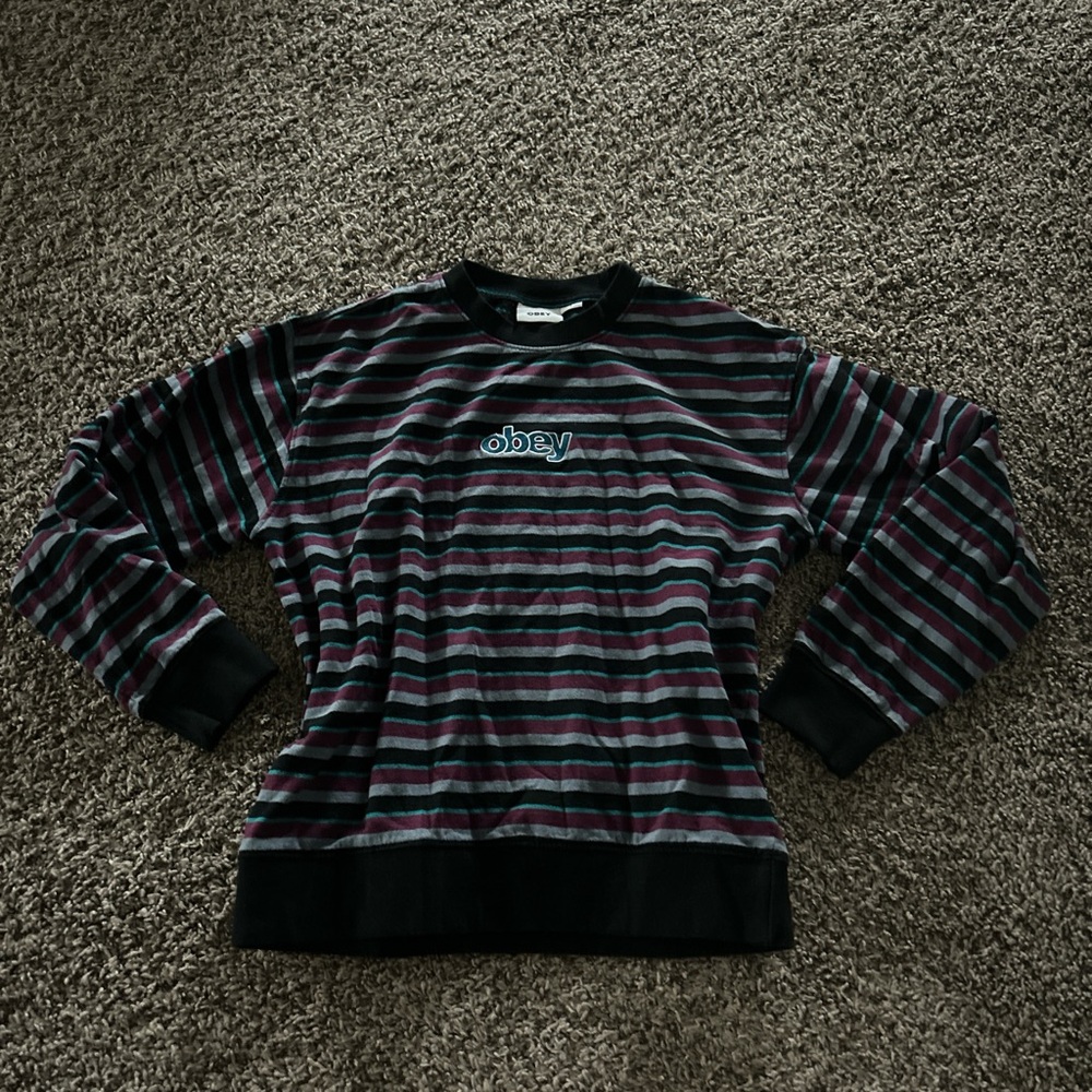 Obey Multicolor Striped Crewneck